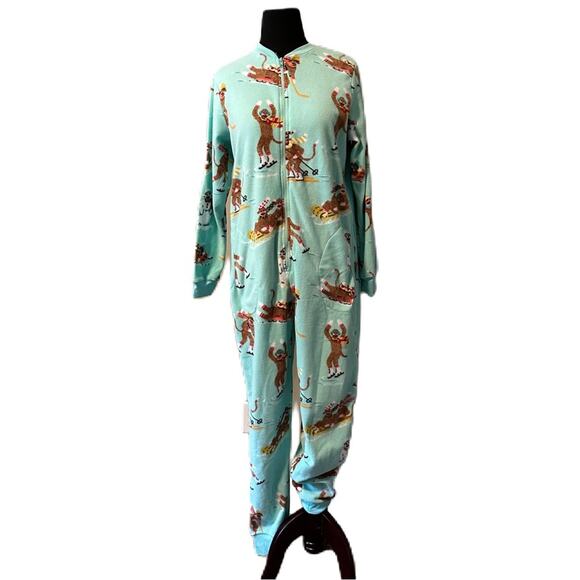 Nick & Nora Fun Monkey Zip-up Sleeper PJ's - Picture 1 of 3